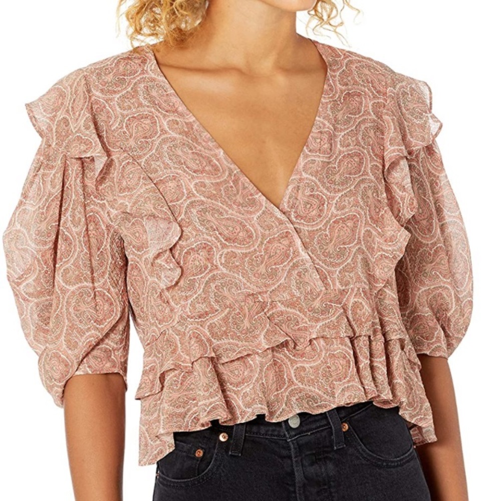 Crop top with wraparound neckline